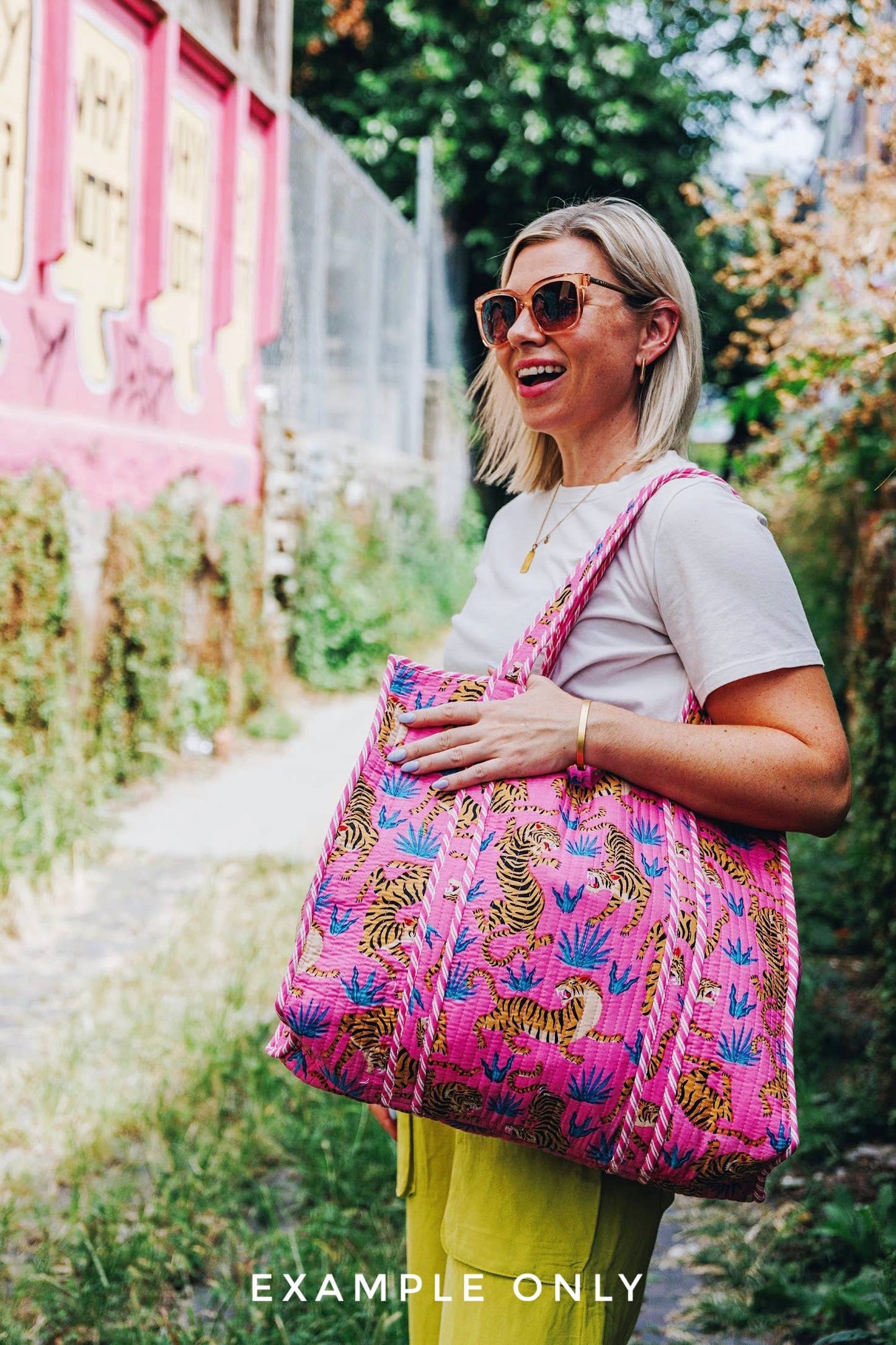 Pink Jaguar Quilted Tote Bag